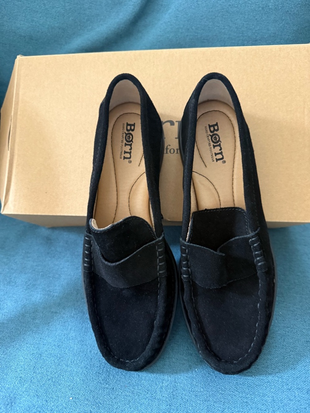 Born Maris Black Suede Loafers size 7 NWT